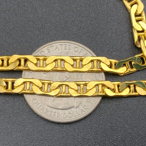 HCT Sterling Silver Gold Vermeil Mariner Anchor Chain Necklace 18" + 7" Bracelet - Picture 5 of 8